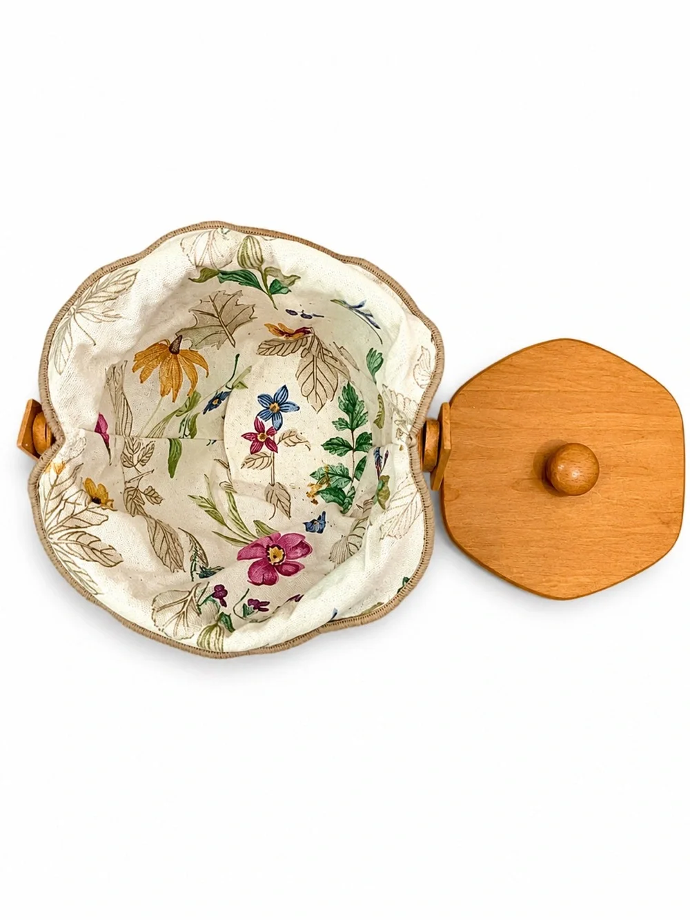 Longaberger Hope Basket Wood Lid Protector Floral Liner Farmhouse Cottage Decor
